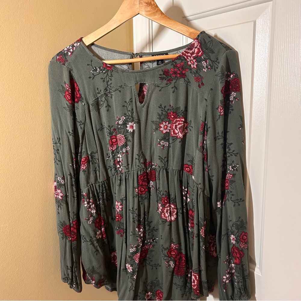 Torrid Green Floral Blouse